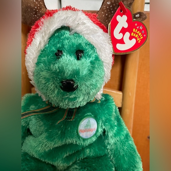 Ty Beanie Babies Holiday Teddy 2002 Teddy The Bear - Green Retired- - Picture 3 of 9